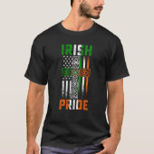 Irish Pride American Flag Celtic Cross St Patricks Tシャツ (正面)