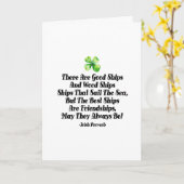 Irish proverb friendship quote good ships friend カード (黄色い花)