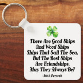 Irish proverb friendship quote good ships friend キーホルダー (正面)