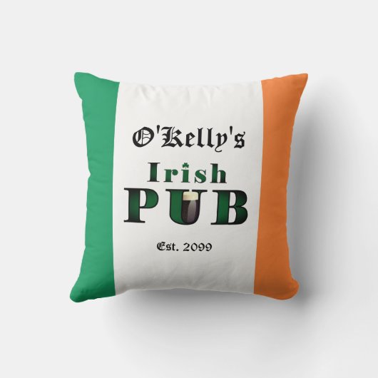 Irish Pub Bar Tavern Throw Pillow クッション (裏面)