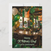 Irish pub ready for St. Patrick's Day party, green 招待状 (正面)