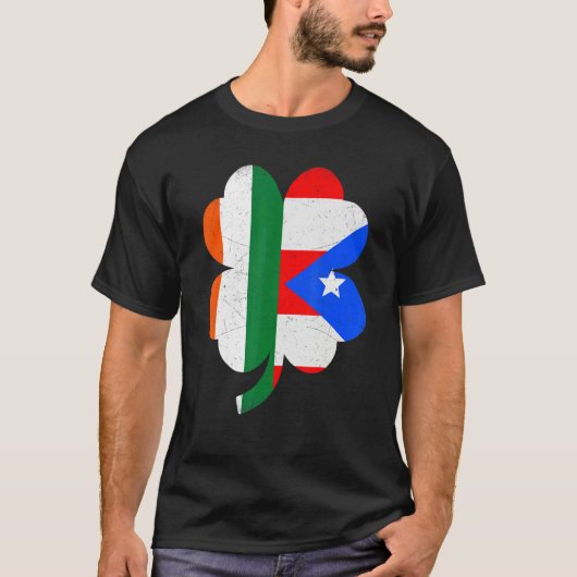 Irish Puerto Rican Flag Shamrock St Patricks Day P Tシャツ (正面)