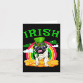 Irish Pug Funny St Patricks Day Leprechaun Dog Men カード (正面)