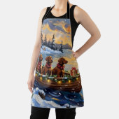Irish Red Setter Christmas Boat Holiday エプロン (インサイチュ)