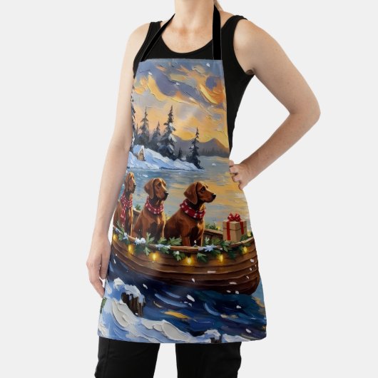 Irish Red Setter Christmas Boat Holiday エプロン (インサイチュ)