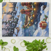 Irish Red Setter Christmas Boat Holiday キッチンタオル (折り畳み)