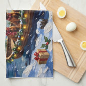 Irish Red Setter Christmas Boat Holiday キッチンタオル (四つ折り)