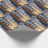 Irish Red Setter Christmas Boat Holiday ラッピングペーパー (角)