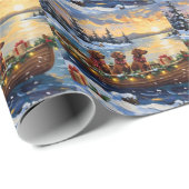Irish Red Setter Christmas Boat Holiday ラッピングペーパー (ロールコーナー)