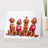 Irish Red Setter Christmas Dress Santa Hat カード (正面)