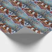 Irish Red Setter Christmas Forest Feast Holiday ラッピングペーパー (角)