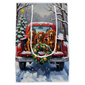 Irish Red Setter Christmas Red Truck Holiday ミディアムペーパーバッグ (裏面)