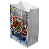 Irish Red Setter Christmas Red Truck Holiday ミディアムペーパーバッグ (裏面アングル)