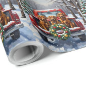 Irish Red Setter Christmas Red Truck Holiday ラッピングペーパー (ロールコーナー)