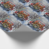 Irish Red Setter Christmas Red Truck Holiday ラッピングペーパー (角)