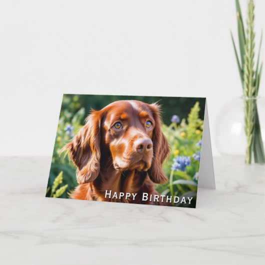Irish Red Setter Dog Lover Birthday カード (正面)