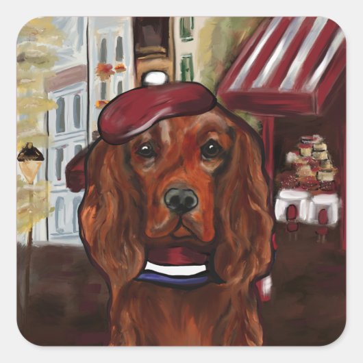 Irish Red Setter    Postcard スクエアシール (正面)