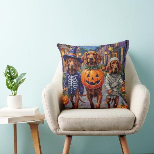 Irish Red Setter Trick-or-Treating Halloween クッション (椅子)