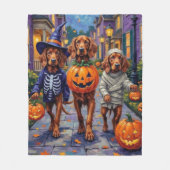 Irish Red Setter Trick-or-Treating Halloween フリースブランケット (正面)