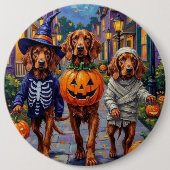 Irish Red Setter Trick-or-Treating Halloween 缶バッジ (正面)