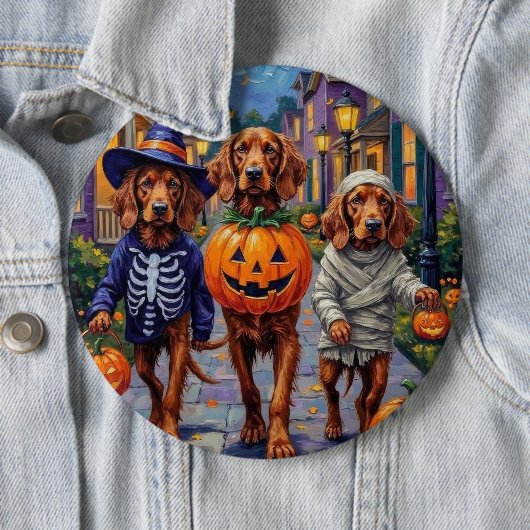 Irish Red Setter Trick-or-Treating Halloween 缶バッジ (インサイチュ)