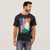 Irish Roots Half American Flag Ireland Flag Tシャツ (正面フル)