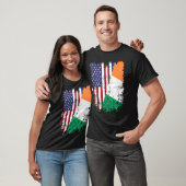 Irish Roots Half American Flag Ireland Flag Tシャツ (ユニセックス)