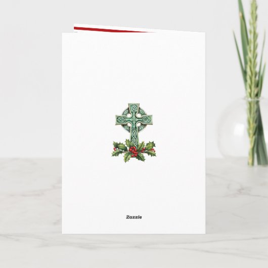 Irish Santa with Celtic Cross Personalized Xmas カード (裏面)