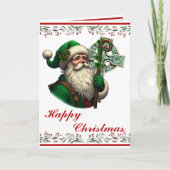 Irish Santa with Celtic Cross Personalized Xmas カード (正面)