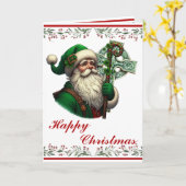 Irish Santa with Celtic Cross Personalized Xmas カード (黄色い花)