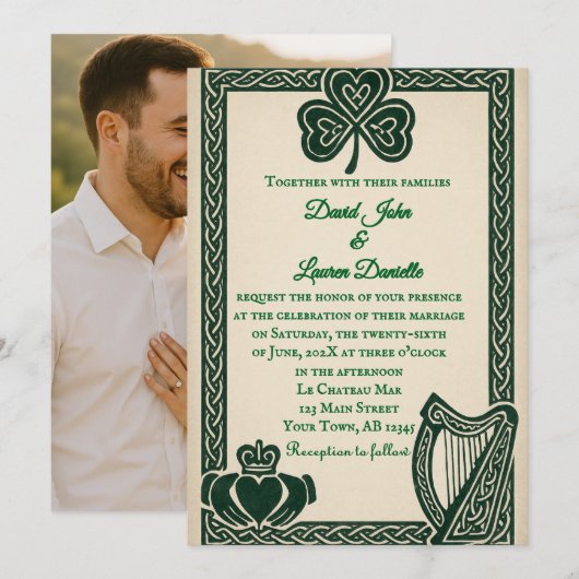 Irish Serenity Photo Wedding Invitation 招待状 (正面/裏面)