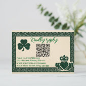 Irish Serenity QR Code Wedding RSVP Card (スタンド正面)