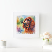 Irish Setter 251024AREF102 - Watercolor スクエア壁時計 (ホーム)