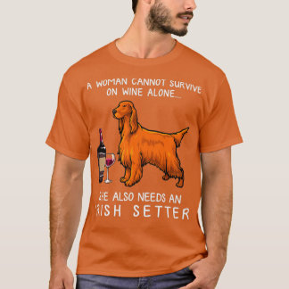 Irish Setter and wine Funny dog  Tシャツ