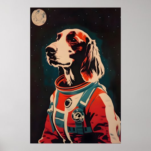 Irish Setter Astronaut Poster, Irish Setter Retro ポスター (正面)