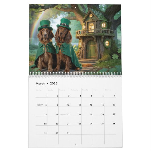 Irish Setter Calendar カレンダー (3月 2026)