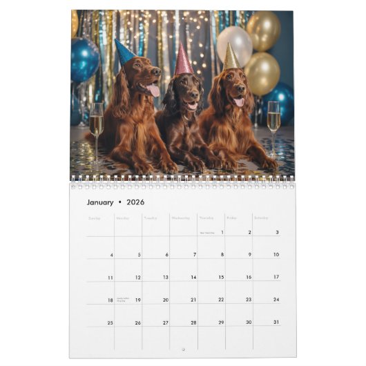 Irish Setter Calendar カレンダー (1月 2026)