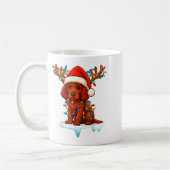 Irish Setter Christmas Santa Hat Reindeer Lights P コーヒーマグカップ (左)