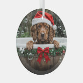 Irish Setter Cute Christmas Holiday Dog ガラスオーナメント (正面右)