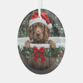Irish Setter Cute Christmas Holiday Dog ガラスオーナメント (正面左)