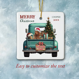 Irish Setter Dog Retro Truck Christmas セラミックオーナメント