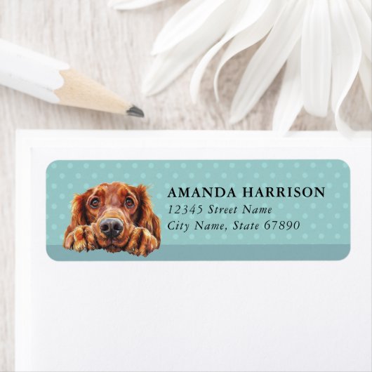 Irish Setter Dog Return Address Labels ラベル (インサイチュ)