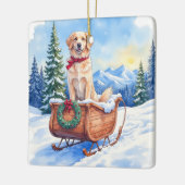 Irish Setter Enjoying Christmas Sleigh Ride Winter セラミックオーナメント (左)