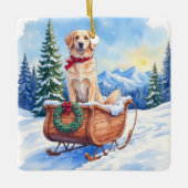 Irish Setter Enjoying Christmas Sleigh Ride Winter セラミックオーナメント (正面)