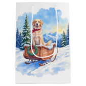 Irish Setter Enjoying Christmas Sleigh Ride Winter ミディアムペーパーバッグ (裏面)