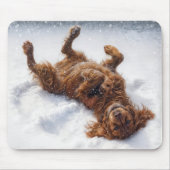 Irish Setter Making a Snow Angel マウスパッド (正面)