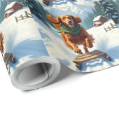 Irish Setter Sledding Adventure Christmas Painting ラッピングペーパー (ロールコーナー)