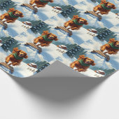 Irish Setter Sledding Adventure Christmas Painting ラッピングペーパー (角)