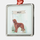 Irish Setter Watercolor Personalized Dog メタルオーナメント (左)