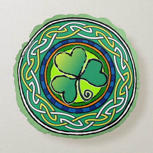Irish shamrock ラウンドクッション (正面)